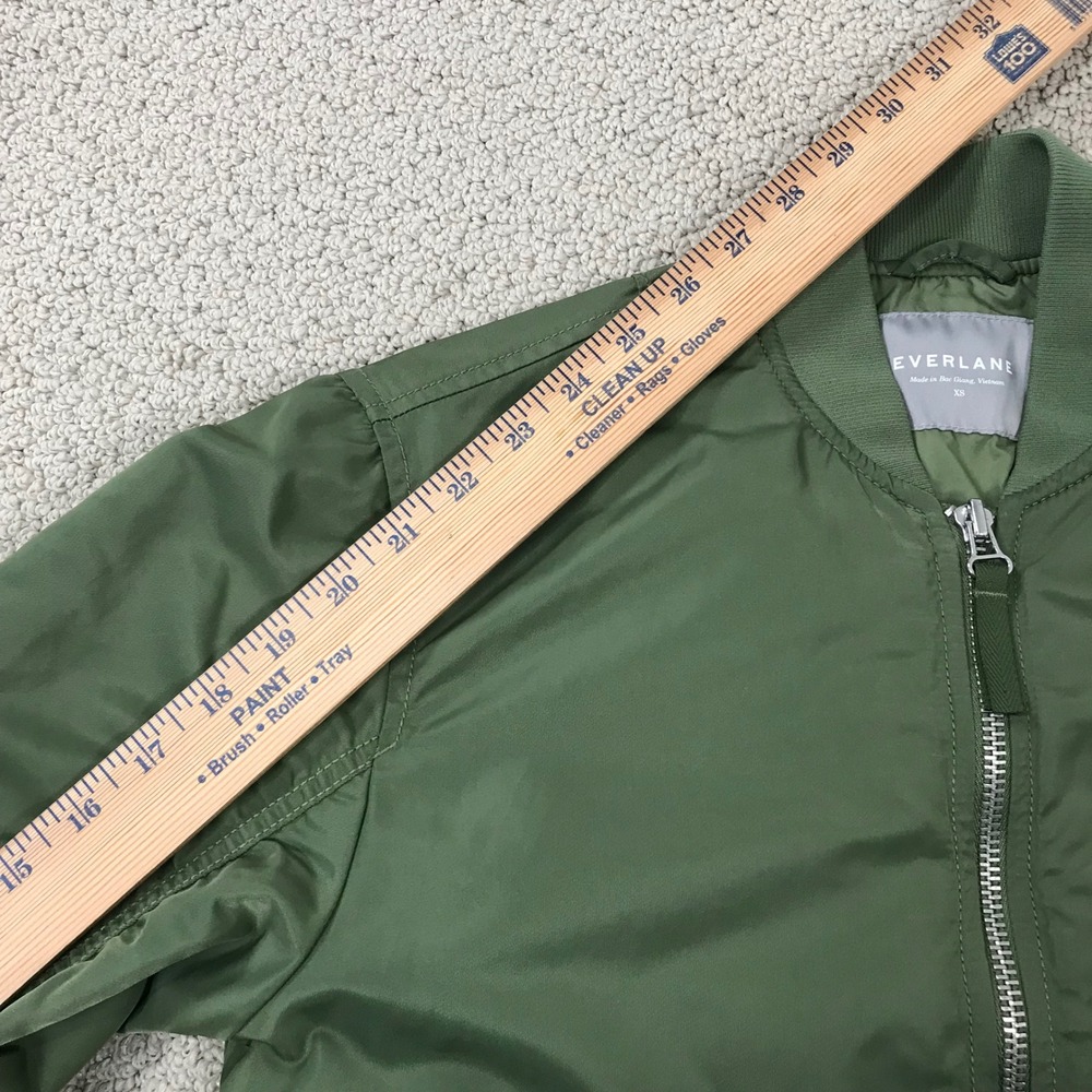 Everlane Bomber‎ Jacket Olive Green Nylon Full Zip Flight Coat Womens XS - Picture 7 of 8